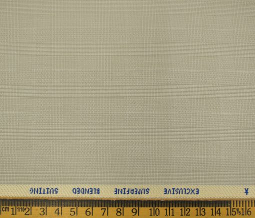 J.Hampstead Men's Polyester Viscose Checks 3.75 Meter Unstitched Suiting Fabric (Buttermilk Beige)