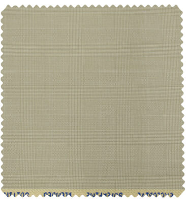 J.Hampstead Men's Polyester Viscose Checks 3.75 Meter Unstitched Suiting Fabric (Buttermilk Beige)