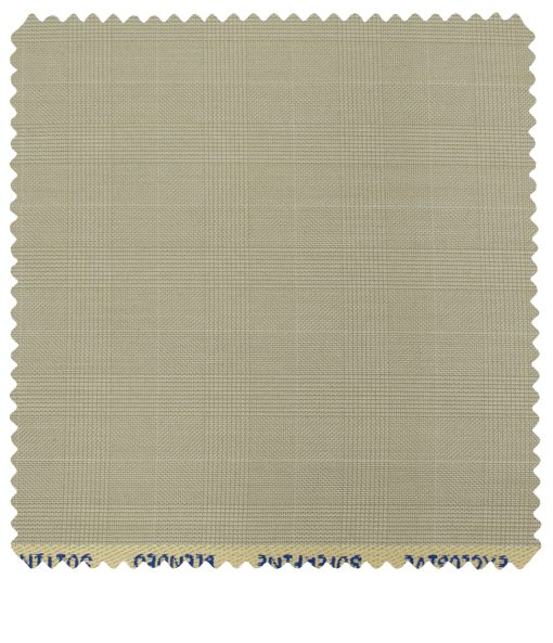 J.Hampstead Men's Polyester Viscose Checks 3.75 Meter Unstitched Suiting Fabric (Buttermilk Beige)