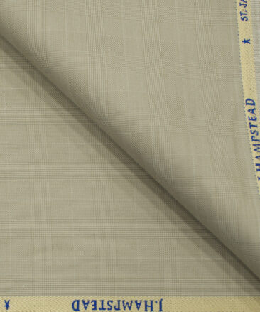 J.Hampstead Men's Polyester Viscose Checks 3.75 Meter Unstitched Suiting Fabric (Buttermilk Beige)