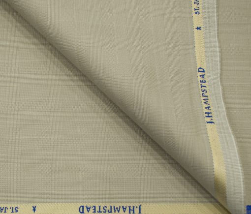 J.Hampstead Men's Polyester Viscose Checks 3.75 Meter Unstitched Suiting Fabric (Buttermilk Beige)