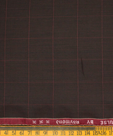 Raymond Men's Polyester Viscose Checks  Unstitched Suiting Fabric (Dark Wine)