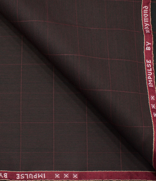 Raymond Men's Polyester Viscose Checks  Unstitched Suiting Fabric (Dark Wine)