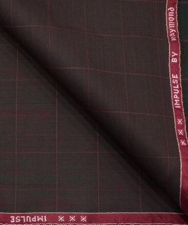 Raymond Men's Polyester Viscose Checks  Unstitched Suiting Fabric (Dark Wine)