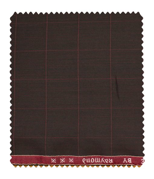 Raymond Men's Polyester Viscose Checks  Unstitched Suiting Fabric (Dark Wine)