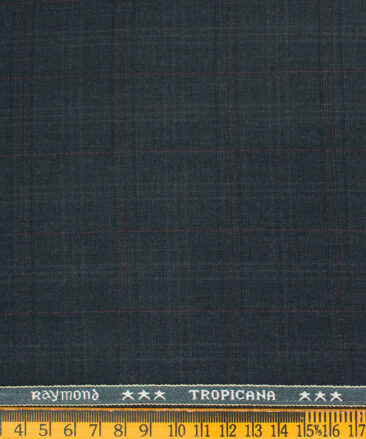 Raymond Men's Polyester Viscose Checks  Unstitched Suiting Fabric (Dark Blue)