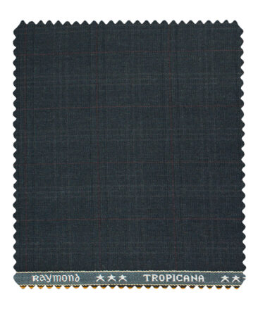 Raymond Men's Polyester Viscose Checks  Unstitched Suiting Fabric (Dark Blue)