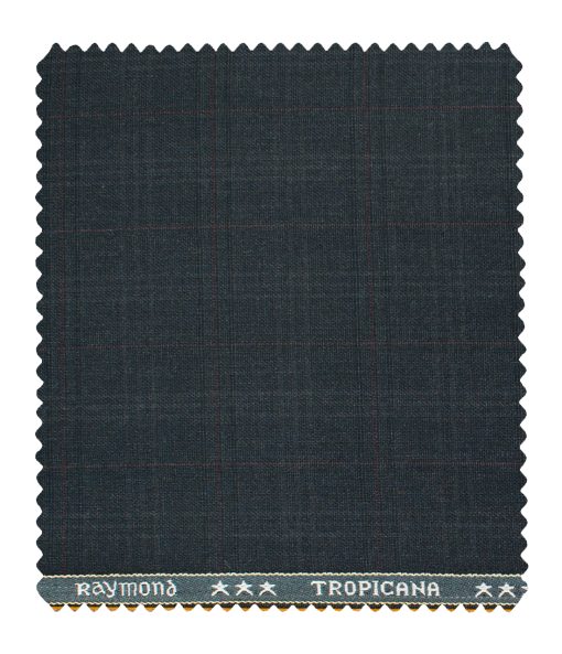 Raymond Men's Polyester Viscose Checks  Unstitched Suiting Fabric (Dark Blue)