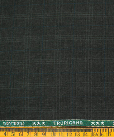 Raymond Men's Polyester Viscose Checks  Unstitched Suiting Fabric (Dark Grey)