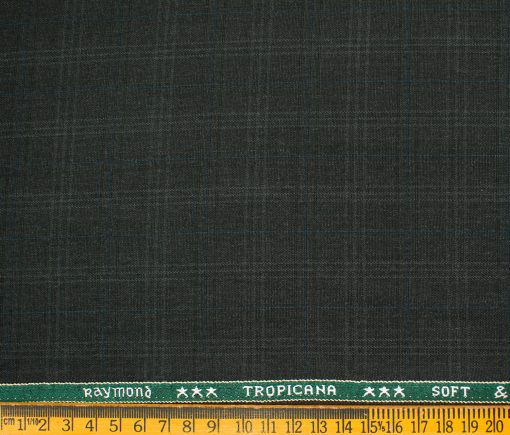 Raymond Men's Polyester Viscose Checks  Unstitched Suiting Fabric (Dark Grey)