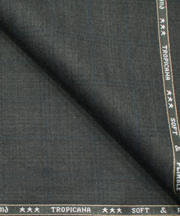 Raymond Men's Polyester Viscose Checks  Unstitched Suiting Fabric (Worsted Grey)