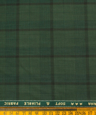 Raymond Men's Polyester Viscose Checks  Unstitched Suiting Fabric (Moss Green)