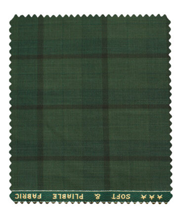 Raymond Men's Polyester Viscose Checks  Unstitched Suiting Fabric (Moss Green)