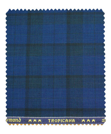 Raymond Men's Polyester Viscose Checks  Unstitched Suiting Fabric (Royal Blue)