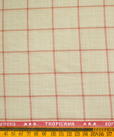 Raymond Men's Polyester Viscose Checks  Unstitched Suiting Fabric (Tan Beige)