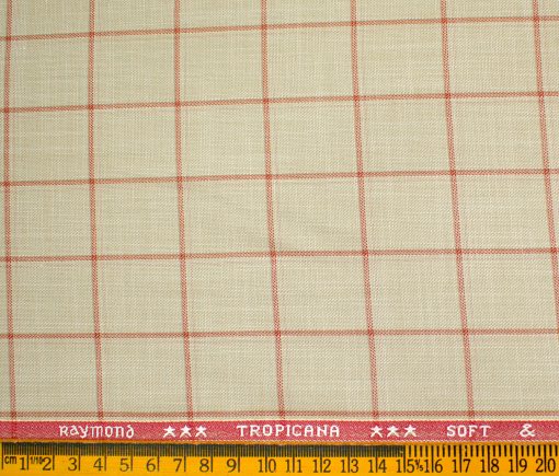 Raymond Men's Polyester Viscose Checks  Unstitched Suiting Fabric (Tan Beige)