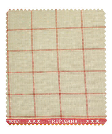 Raymond Men's Polyester Viscose Checks  Unstitched Suiting Fabric (Tan Beige)