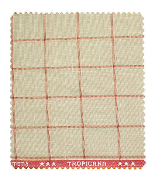 Raymond Men's Polyester Viscose Checks  Unstitched Suiting Fabric (Tan Beige)