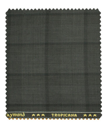 Raymond Men's Polyester Viscose Checks  Unstitched Suiting Fabric (Dark Grey)