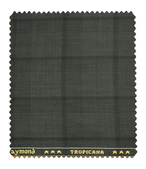 Raymond Men's Polyester Viscose Checks  Unstitched Suiting Fabric (Dark Grey)