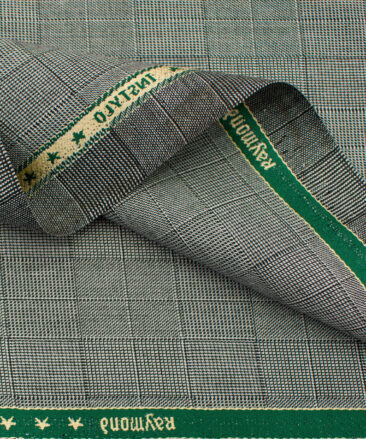 Raymond Men's Polyester Viscose Checks  Unstitched Suiting Fabric (Light Grey)