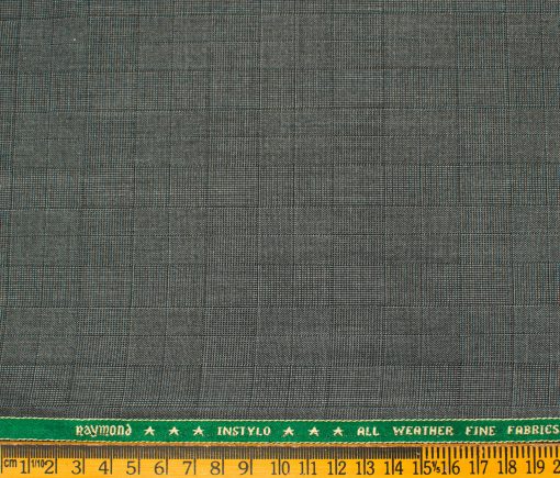 Raymond Men's Polyester Viscose Checks  Unstitched Suiting Fabric (Dark Grey)