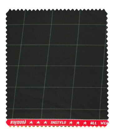 Raymond Men's Polyester Viscose Checks  Unstitched Suiting Fabric (Black)