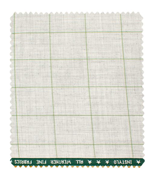 Raymond Men's Polyester Viscose Checks  Unstitched Suiting Fabric (Light Grey)