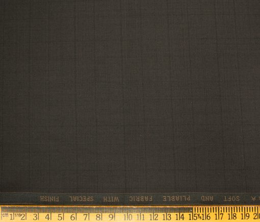 Raymond Men's Polyester Viscose Checks  Unstitched Suiting Fabric (Dark Brown)