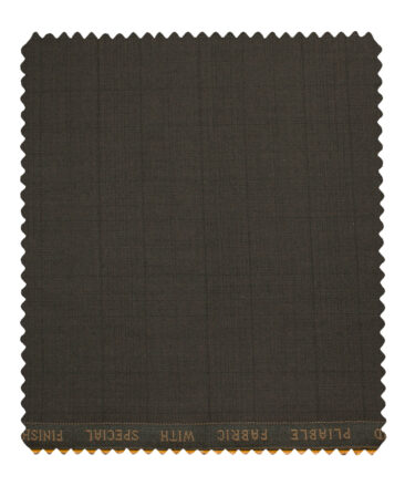 Raymond Men's Polyester Viscose Checks  Unstitched Suiting Fabric (Dark Brown)