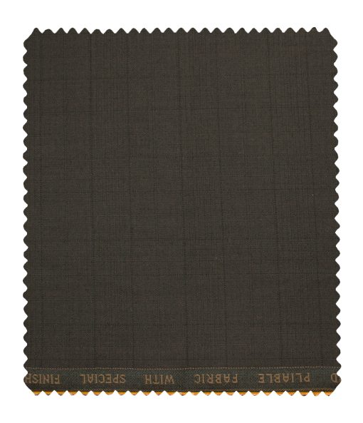 Raymond Men's Polyester Viscose Checks  Unstitched Suiting Fabric (Dark Brown)