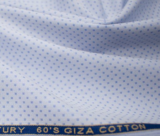 Birla Century Men's Giza Cotton Dobby 2 Meter Unstitched Shirting Fabric (Light Blue)