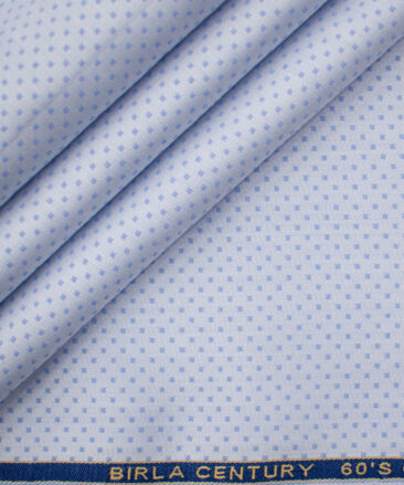 Birla Century Men's Giza Cotton Dobby 2 Meter Unstitched Shirting Fabric (Light Blue)