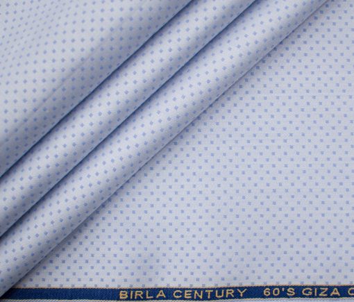 Birla Century Men's Giza Cotton Dobby 2 Meter Unstitched Shirting Fabric (Light Blue)