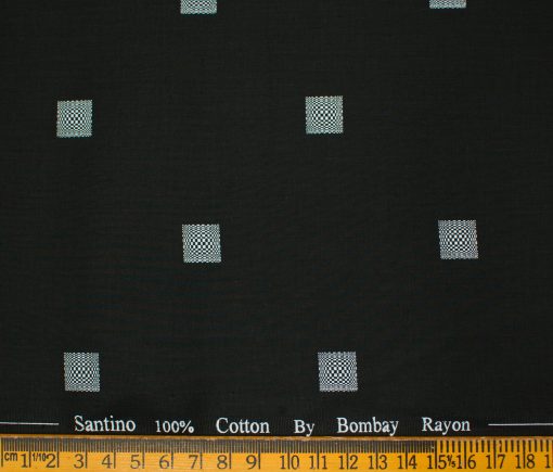 Bombay Rayon Men's Cotton Printed 2 Meter Unstitched Shirting Fabric (Black & White)