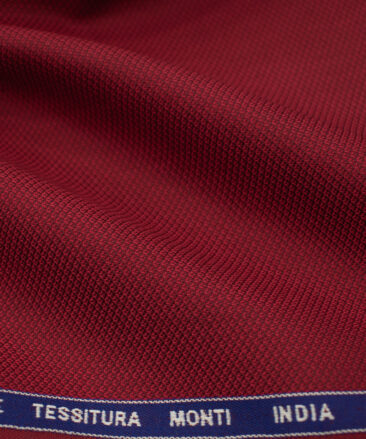 Tessitura Monti Men's Giza Cotton Structured 2 Meter Unstitched Shirting Fabric (Red)