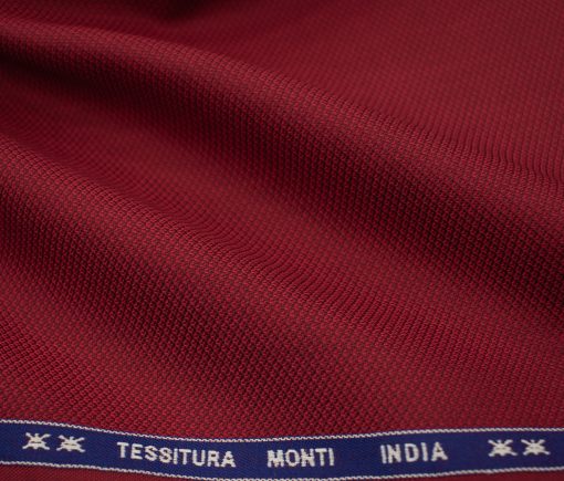 Tessitura Monti Men's Giza Cotton Structured 2 Meter Unstitched Shirting Fabric (Red)