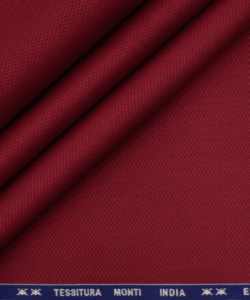 Tessitura Monti Men's Giza Cotton Structured 2 Meter Unstitched Shirting Fabric (Red)