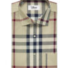 Soktas Men's Giza Cotton Checks 2 Meter Unstitched Shirting Fabric (Beige & Blue)