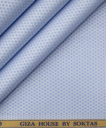 Soktas Men's Giza Cotton Structured 2 Meter Unstitched Shirting Fabric (Light Blue)