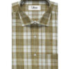 Soktas Men's Giza Cotton Checks 2 Meter Unstitched Shirting Fabric (White & Brown)