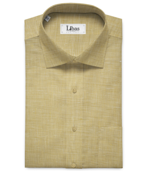 Linen Club Men's European Linen 50 LEA Structured 2.25 Meter Unstitched Shirting Fabric (Beige)