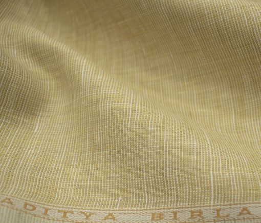 Linen Club Men's European Linen 50 LEA Structured 2.25 Meter Unstitched Shirting Fabric (Beige)