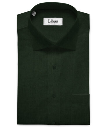 Linen Club Men's European Linen 60 LEA Solids 2.25 Meter Unstitched Shirting Fabric (Dark Pine Green)