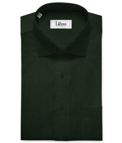 Linen Club Men's European Linen 60 LEA Solids 2.25 Meter Unstitched Shirting Fabric (Dark Pine Green)