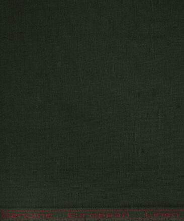 Linen Club Men's European Linen 60 LEA Solids 2.25 Meter Unstitched Shirting Fabric (Dark Pine Green)