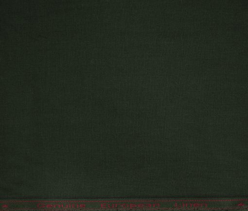 Linen Club Men's European Linen 60 LEA Solids 2.25 Meter Unstitched Shirting Fabric (Dark Pine Green)