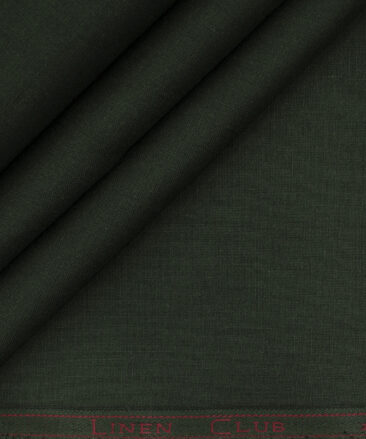 Linen Club Men's European Linen 60 LEA Solids 2.25 Meter Unstitched Shirting Fabric (Dark Pine Green)