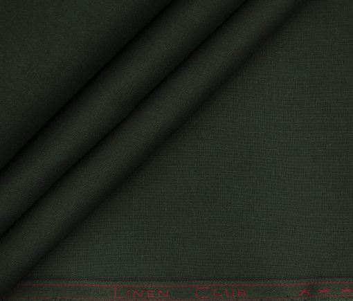 Linen Club Men's European Linen 60 LEA Solids 2.25 Meter Unstitched Shirting Fabric (Dark Pine Green)