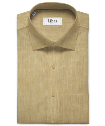 Linen Club Men's European Linen 60 LEA Self Design 2.25 Meter Unstitched Shirting Fabric (Biscotti Beige)